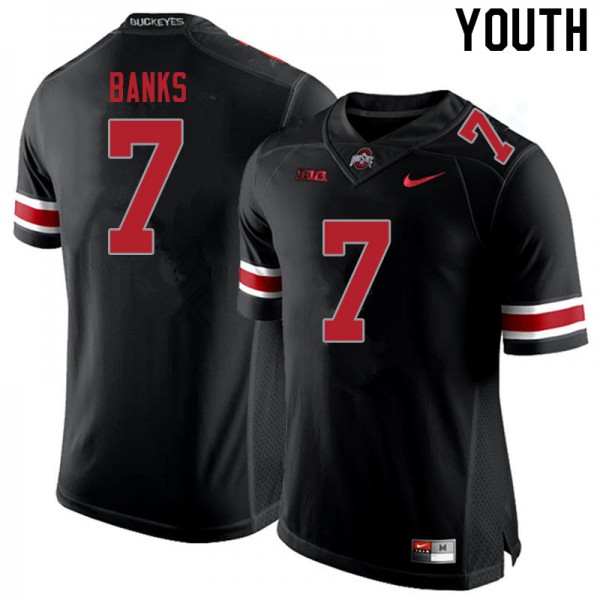 Ohio State Buckeyes #7 Sevyn Banks Youth Football Jersey Blackout